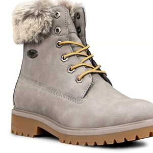 Lugz Womens Convoy Fur Block Heel Lace Up Boots. FIRM